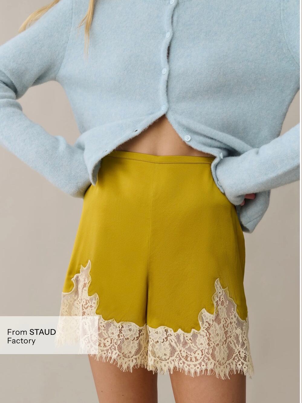 New Sorella Rosa mango yellow silk lace shorts S $197